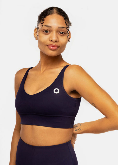Inspire V-Neck Sports Bra - Night Blue