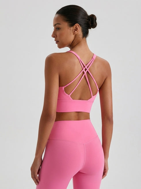 Sculpt Strappy Sports Bra - Rose Pink